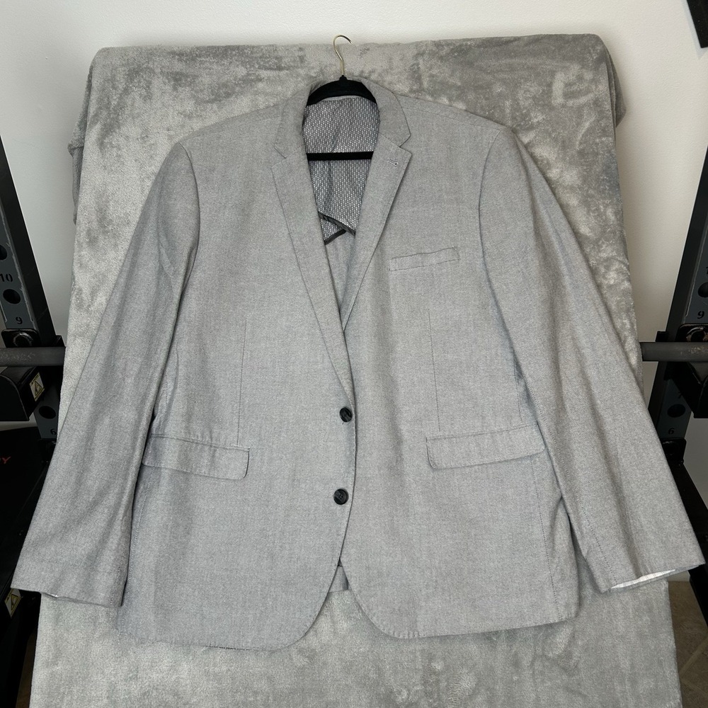 Primark Men's Gray Suit Blazer Slim Fit Sport Coat 2 Buttons Jacket Size 2XL